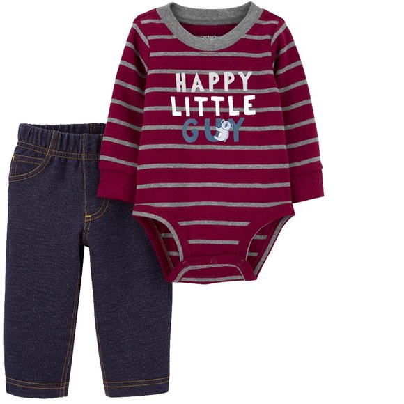 Baby Boys Carter's HAPPY LITTLE GUY Bodysuit & Pants Size 3 6 9 12 18 months NWT - Picture 1 of 5